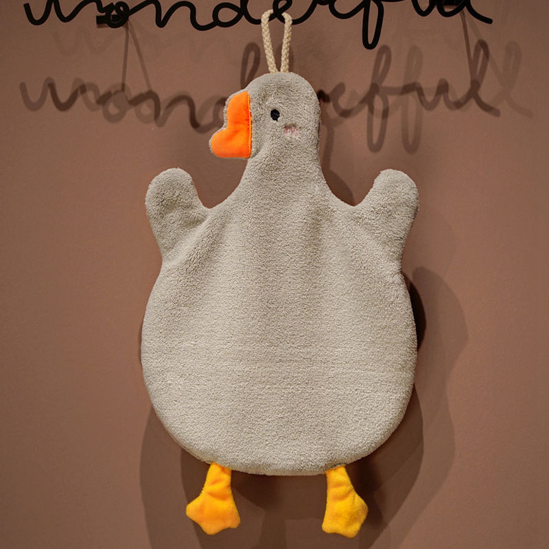 Hanging Hand Towel Household Cute Big Goose Hand Towel Kitchen Bathroom Absorbent Lint-Free Children Hand Towel