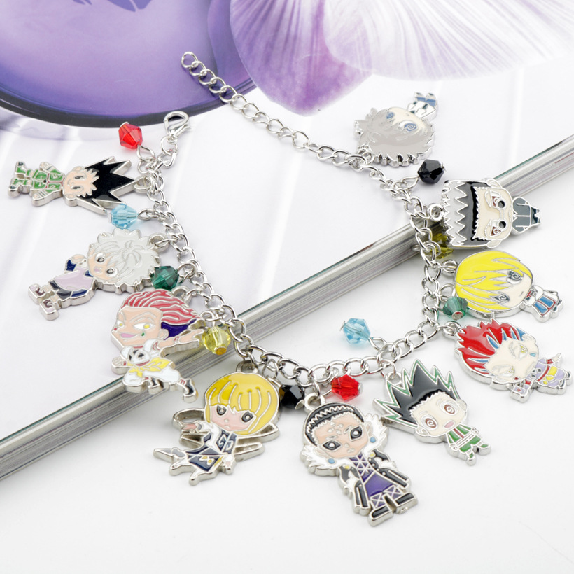 动漫周边全职猎人手链小杰奇犽酷拉皮卡西索主角人物吊坠组合手链