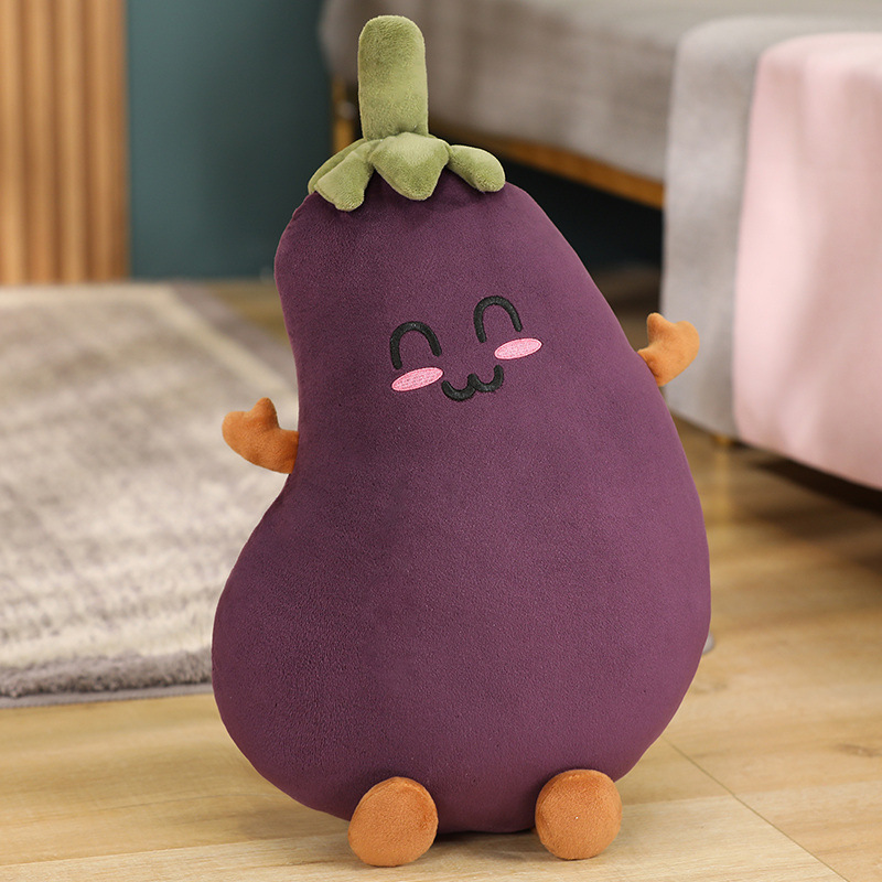 小红书茄子公仔表情包抱枕创意diy手画百变茄子蔬菜毛绒玩具娃娃