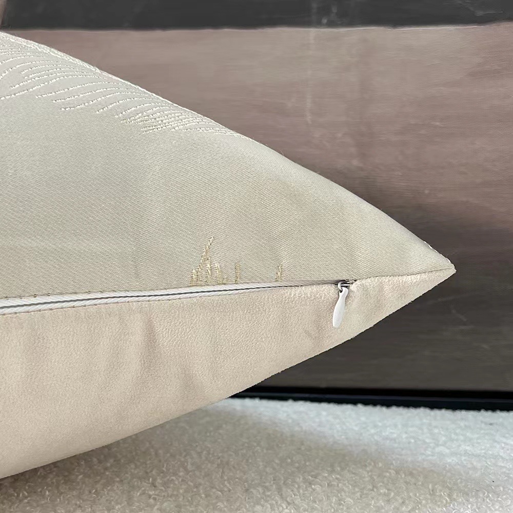 Light Luxury Feather Pattern Pillow Living Room Sofa Cushion Cover Lumbar Cushion Cover High Precision Jacquard New Chinese Pillow