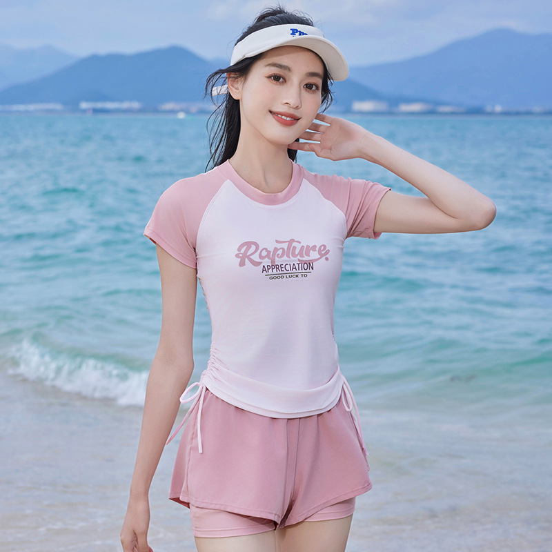 泳衣女新款时尚分体保守遮肚显瘦两件套学生平角速干温泉游泳衣