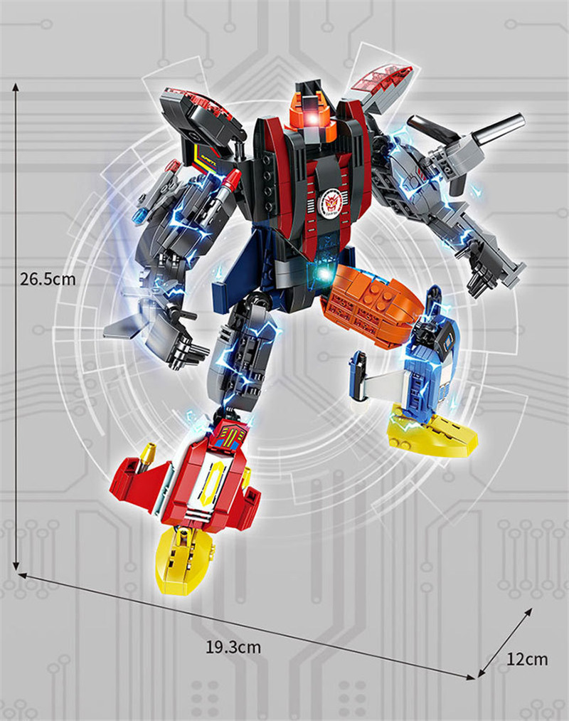 方橙f3814军事百变机甲机器人积木合体系列8合1霸天战将男孩拼装