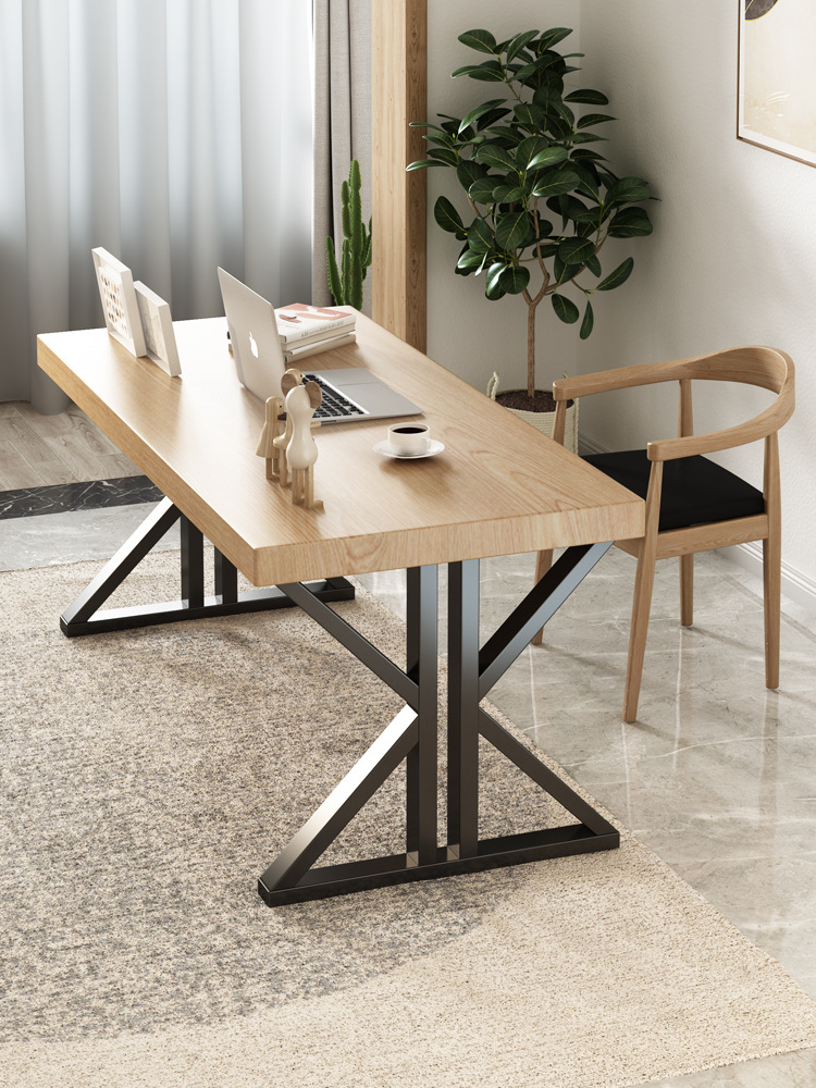 实木书桌办公桌台式电脑桌现代简约家用书房北欧loft原木色长方形