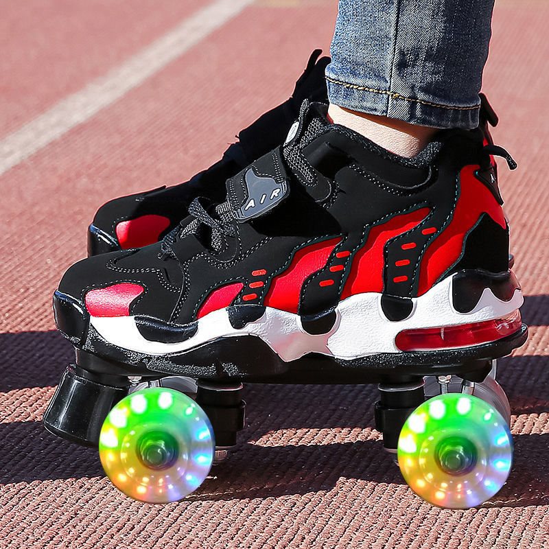 双排溜冰鞋轮滑鞋花样四轮旱冰鞋男女闪光轮活动价溜冰场特价包邮
