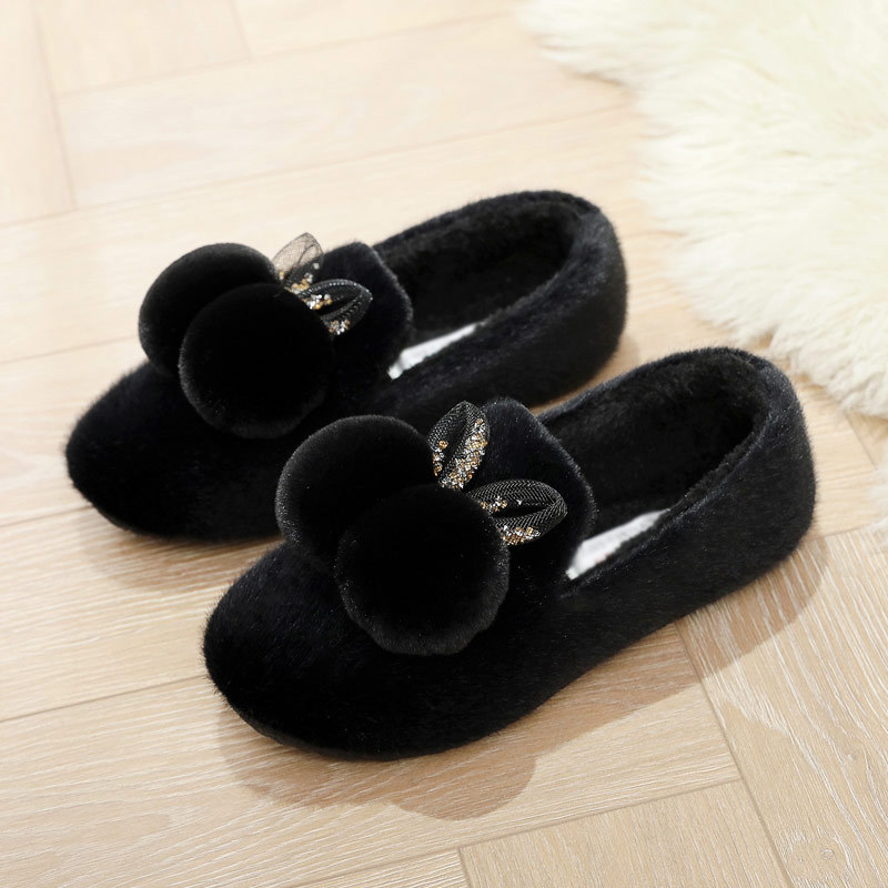 2023 Winter New Indoor Warm Cotton Slippers Women's Bag Heel Household Soft Thick Bottom Non-Slip Cotton Shoes Peas Shoes