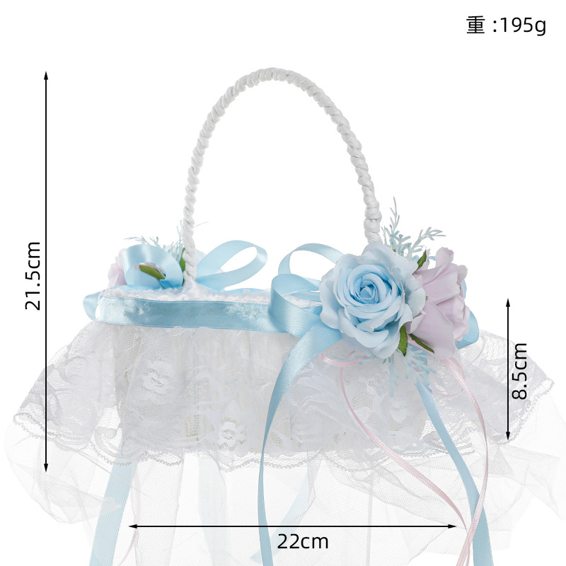 Western-Style Wedding Flower Basket White Hand-Held Flower Basket Outdoor Wedding Petal Basket Western-Style Wedding Supplies Wholesale