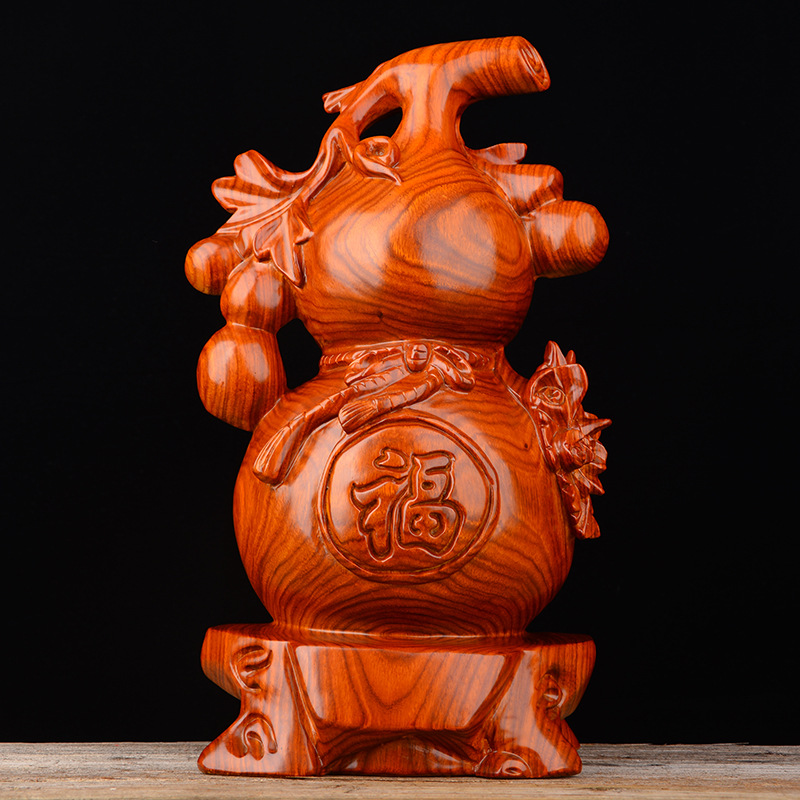 木大生 木雕摆件《葫芦》实木质雕刻风水家居装饰摆设红木工艺品