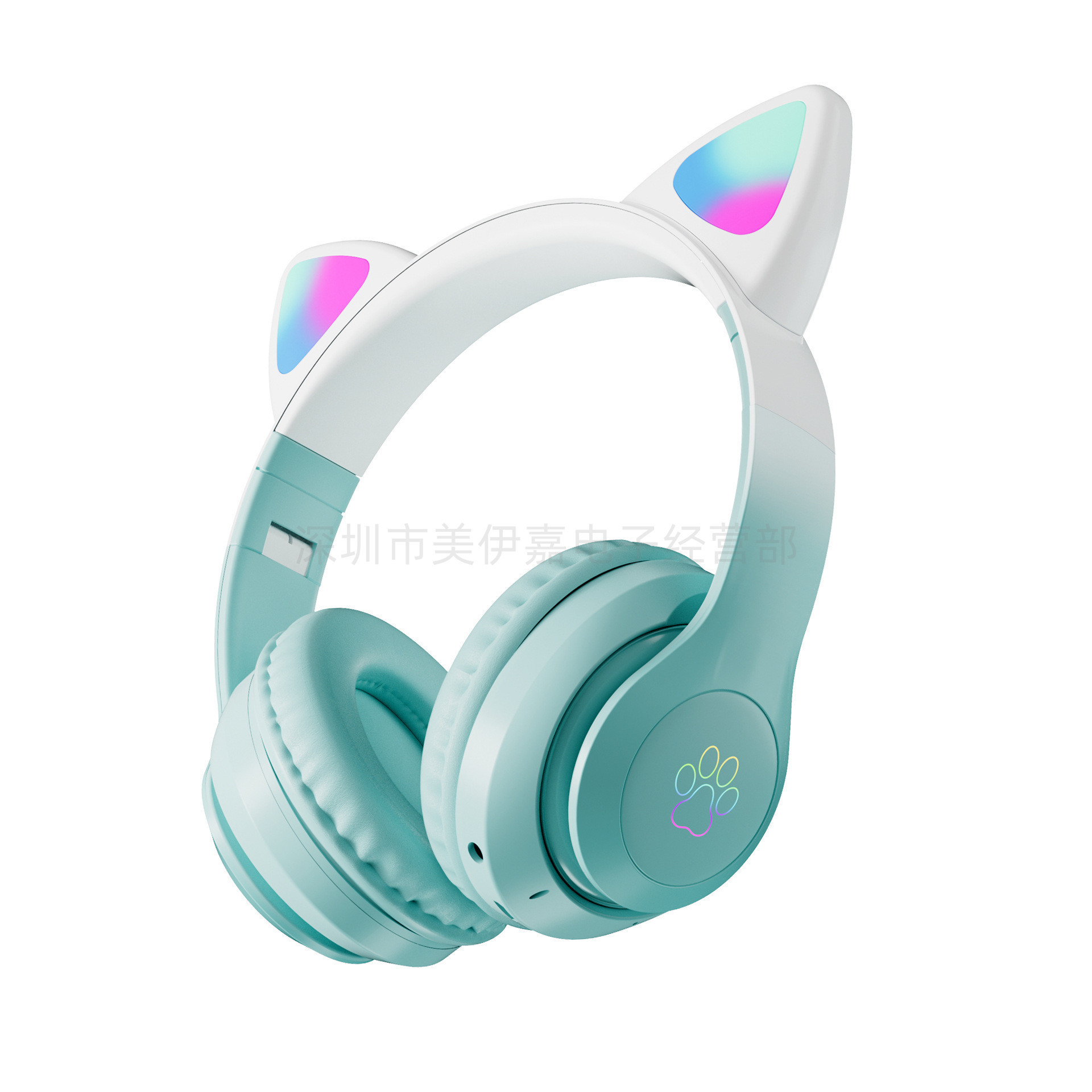 Cross-Border New Arrival STN-28 Pro Gradient Color Glowing Bluetooth Earphone Folding Cat Ear Wireless Headset