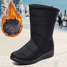 2024冬季女防水布女式雪地靴套筒防水保暖休闲女鞋跨境大码鞋