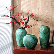 新中式禅意陶瓷花瓶仿真绿植插花样板间软装摆件桌面玄关茶室装饰