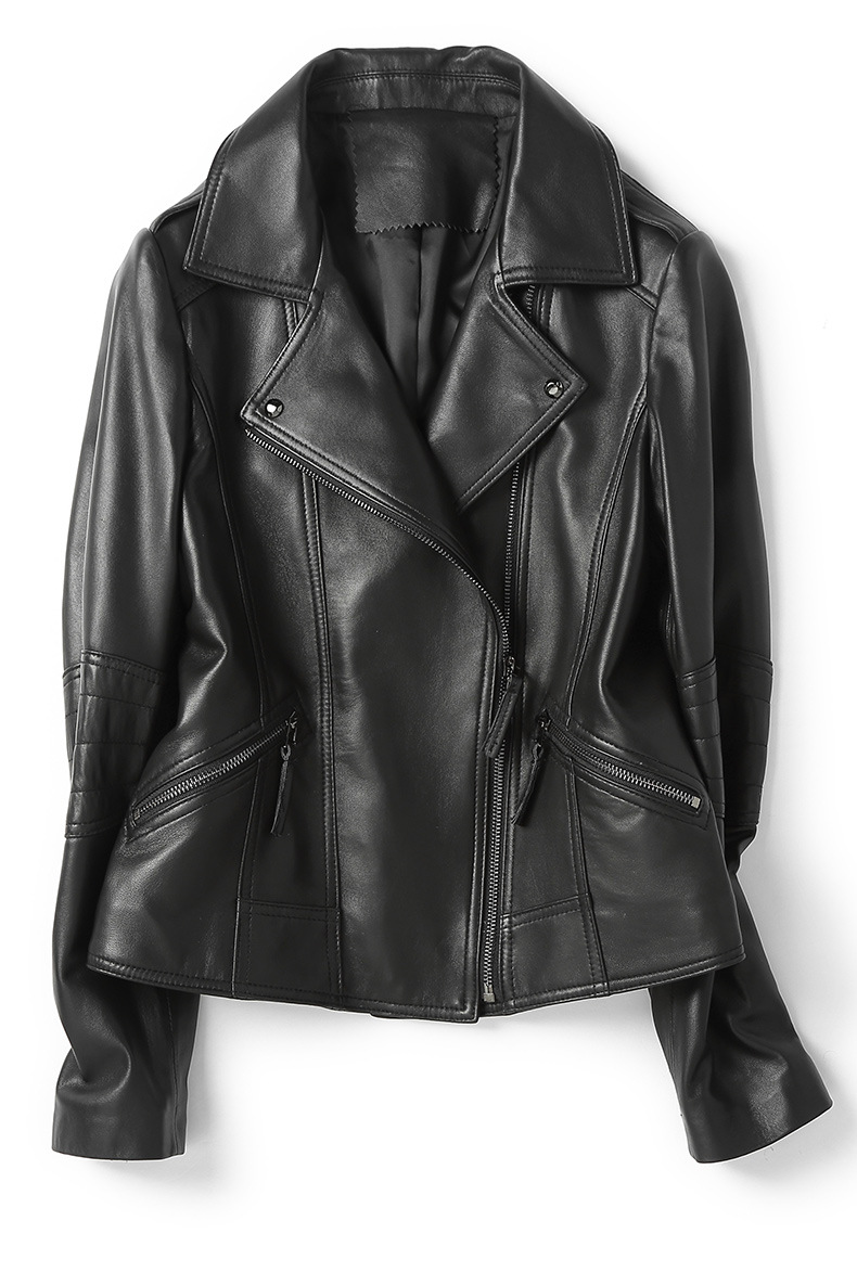 海宁真皮皮衣女2021春款新款机车皮夹克绵羊皮短款外套欧货春秋