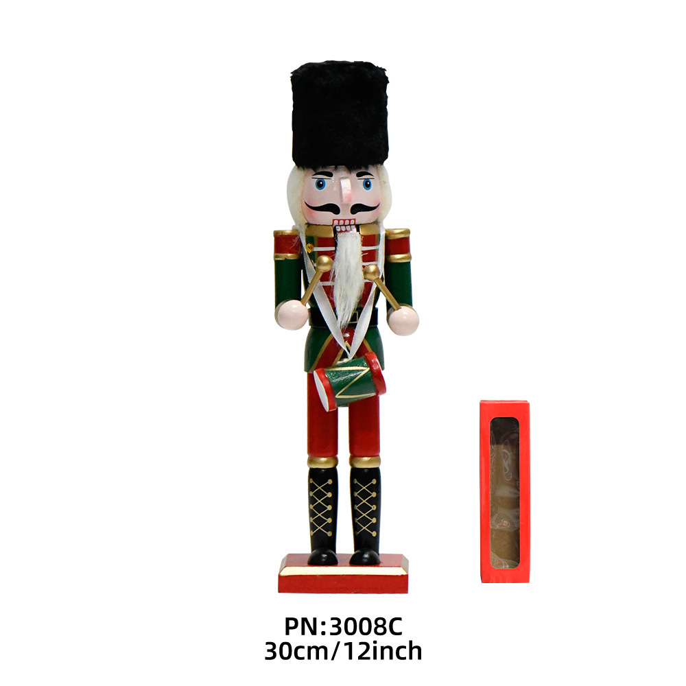 23 New 30cm Nutcracker Puppet Tin Soldier Doll Soldier Wood Nutcracker Foreign Trade in Stock Christmas Small Ornaments