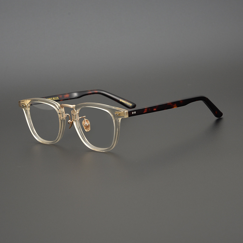 yves日本手工中金眼镜板材男女士近视眼镜架余文乐同款镜框复古潮