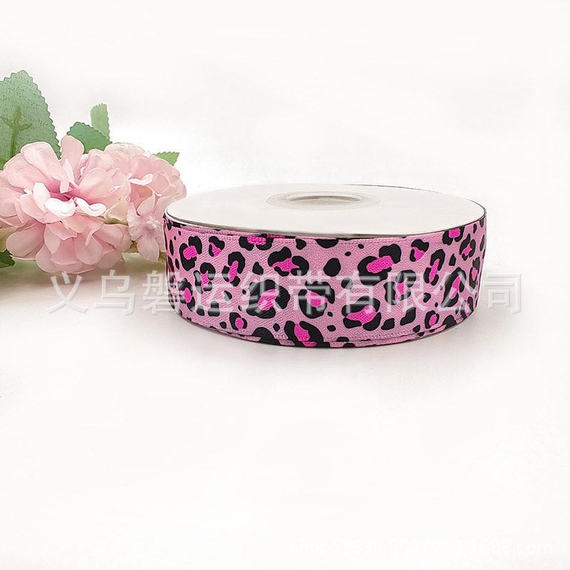 2.5cm Sublimation Polyester Belt Factory Wholesale Baking Packaging Ribbon Rib Digital Printing Leopard Ribbon