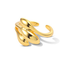 跨境饰品热卖铜镀真金戒指女小众设计光面镀金开口指环欧美戒指