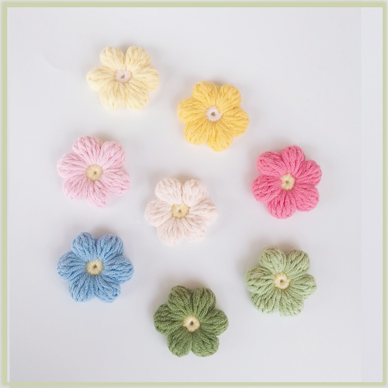 泡芙花成品 泫雅风可爱泡芙花瓣包 手工钩针编织diy毛线小花花