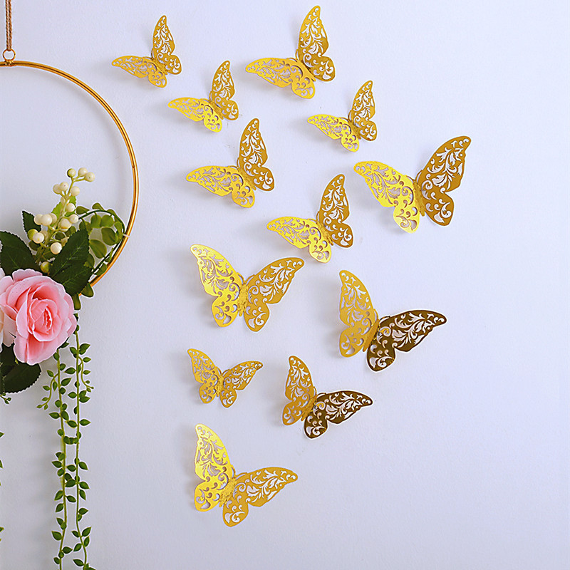 厂家直供蝴蝶贴墙上装饰贴立体贴画批发两元店货源