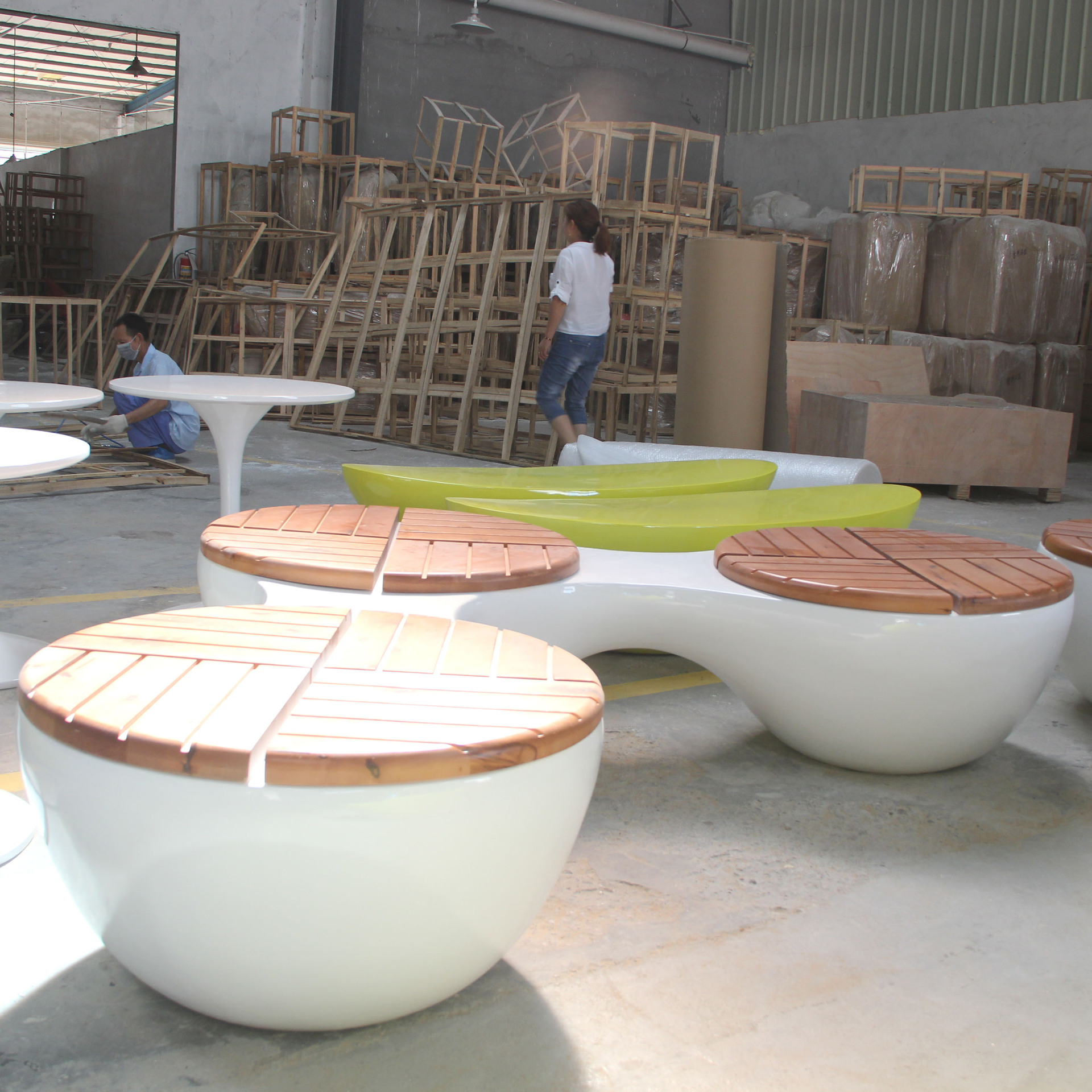 玻璃钢商场休闲椅创意圆形多人坐凳室内户外景观美陈等候休息座椅