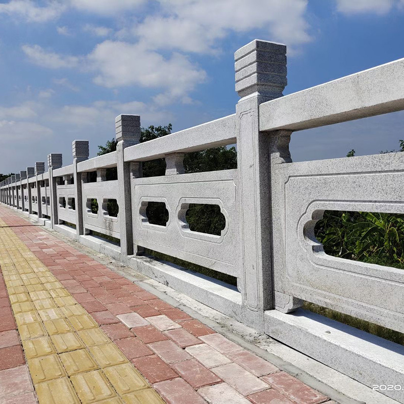 厂家批发 花岗岩石材栏杆芝麻白芝麻灰石栏杆定制桥梁河道石桥