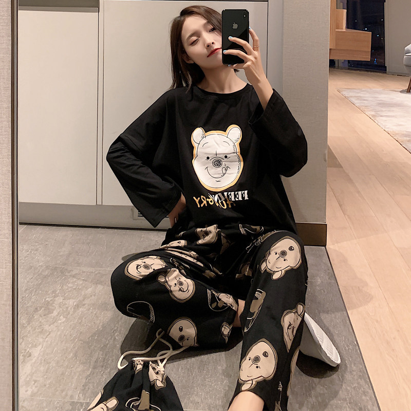 Outer Single Pajamas Suit for Women Spring and Autumn Milk Silk Cotton Long Sleeve New Cotton Korean Style Autumn Loose Home Wear Winter Women