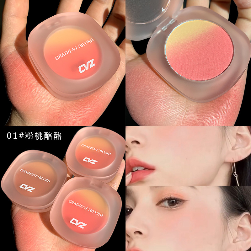 Cvz Three Colors Gradient Blush Contour Compact Pink Not Easy to Fly Pink Warm Color Blusher Plate Natural Nude Makeup Blush Wholesale