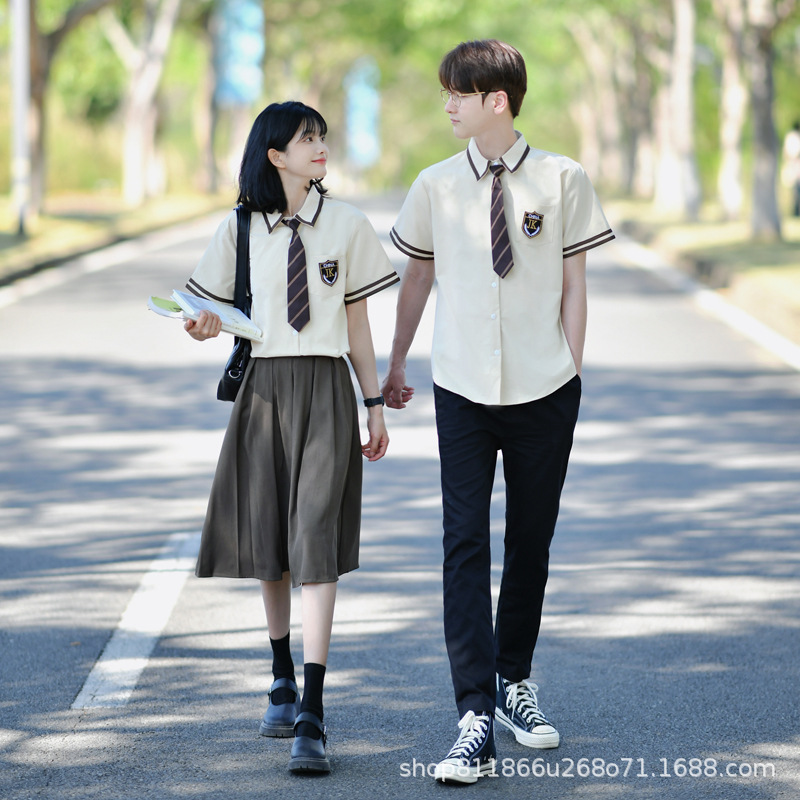 班服高中生夏季毕业照套装初中小学生日系韩版jk制服学院风情侣装