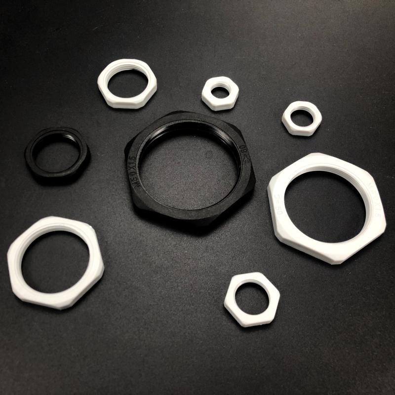 塑料六角螺母m20锁母m12*1.5尼龙锁紧螺母并帽m16/25/32紧固螺丝