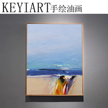 手绘油画 现代竖版玄关抽象风景画当代艺术家设计过道定制油画