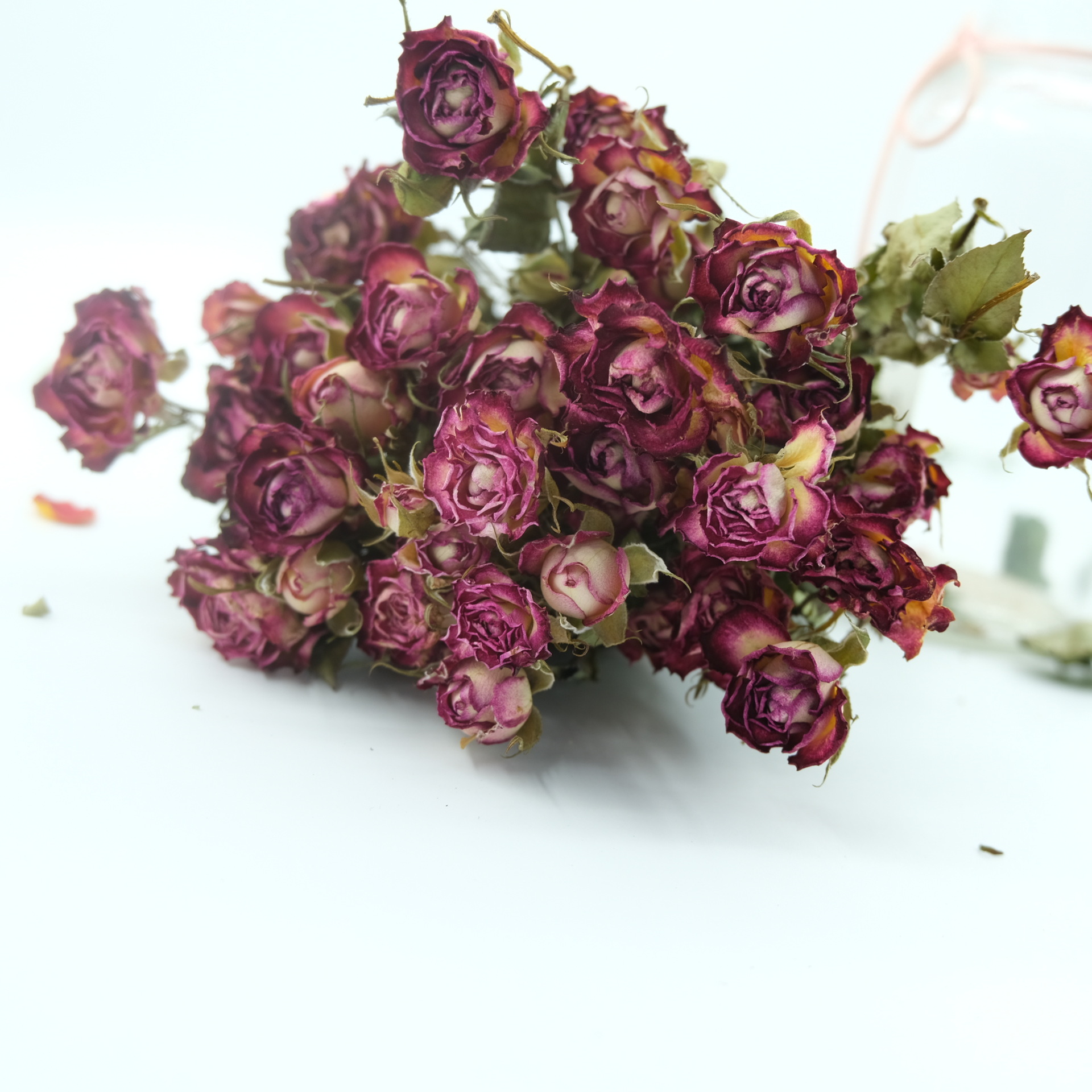 多头玫瑰干花 多头泡泡自然风干滴胶香薰蜡烛压花花材批发花束