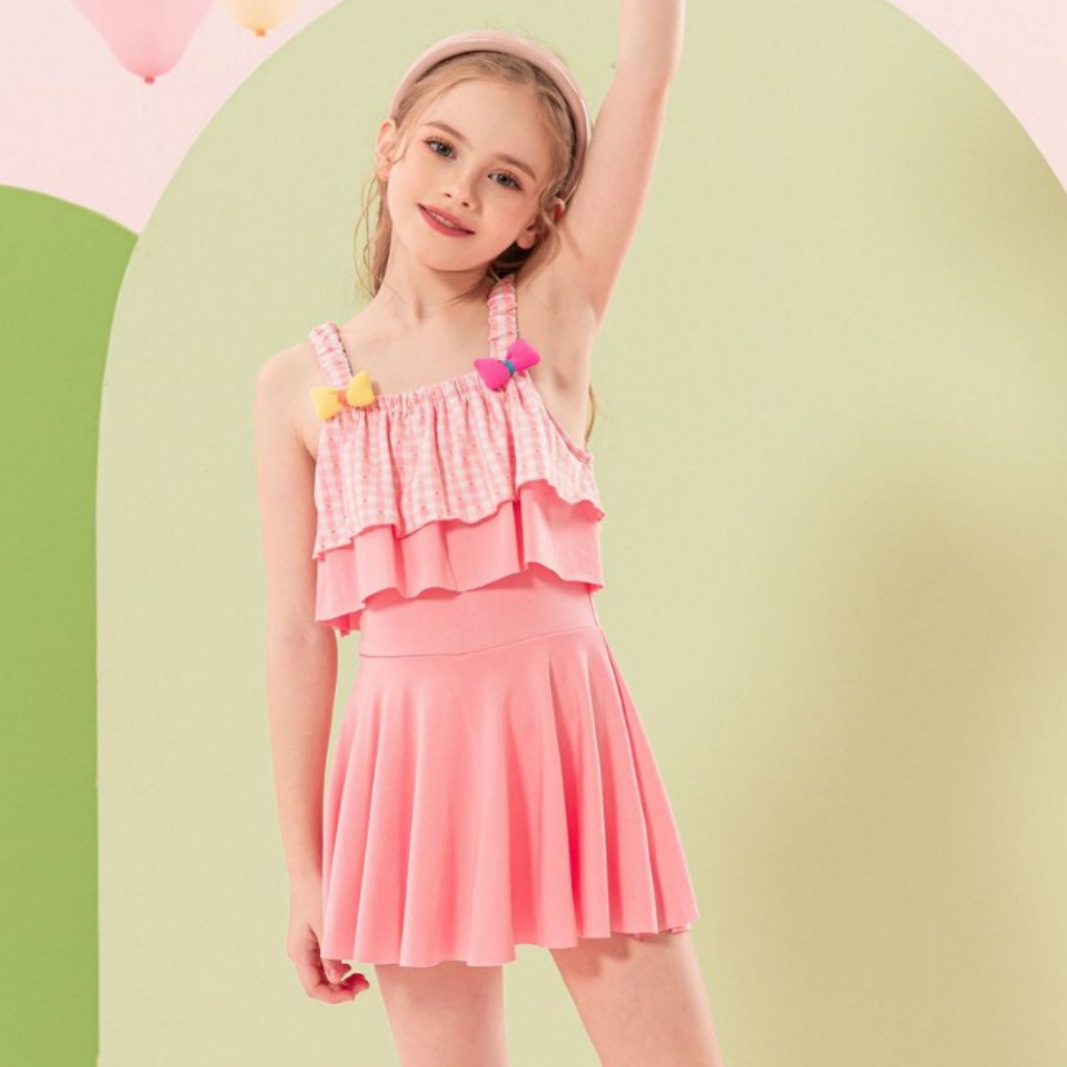 儿童泳衣女孩温泉游泳中小童24年新款学生公主连体少女泳衣女公主