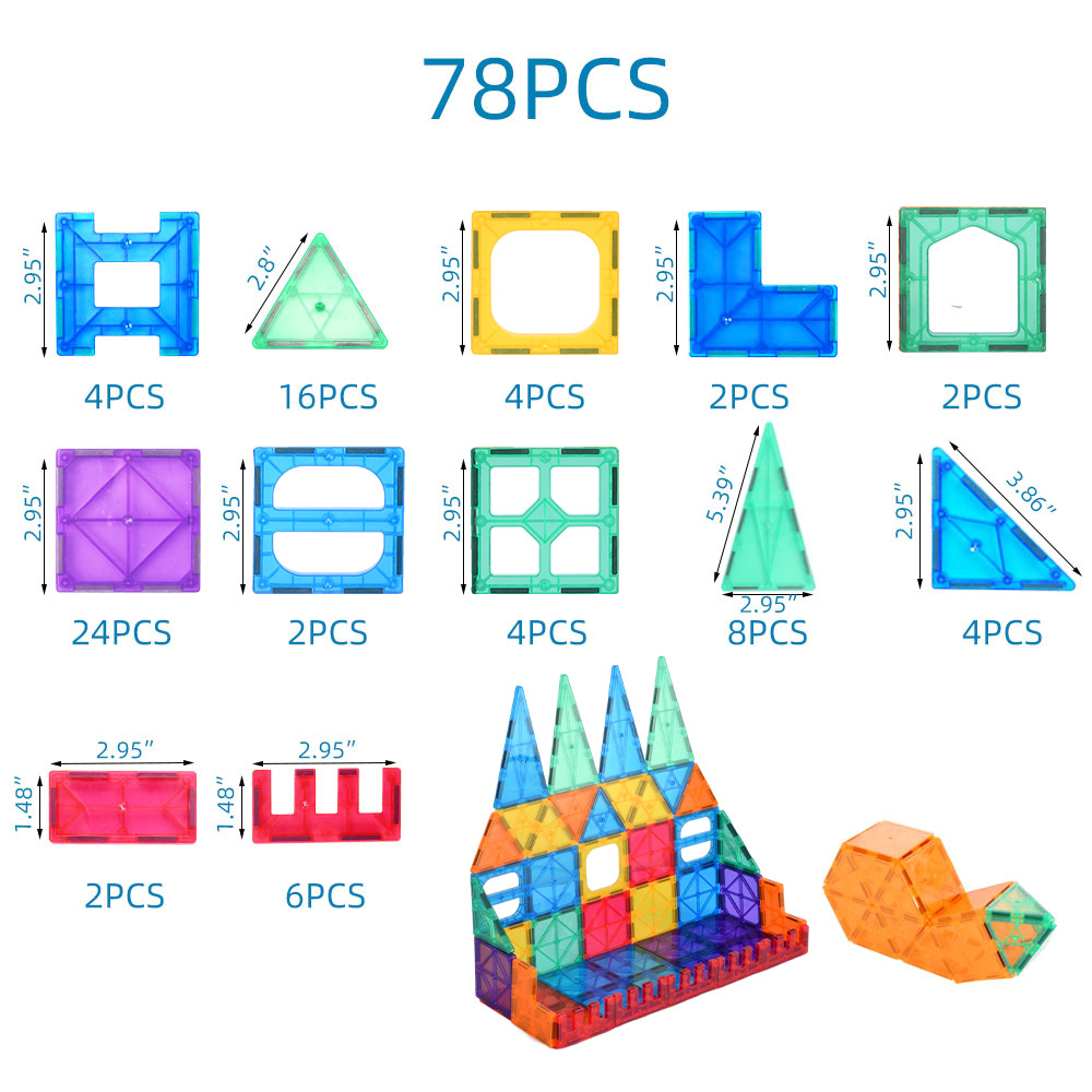 Children's Educational Colored Window Magnetic Sheet Colorful Magnetic Building Blocks Toys English Color Box Packaging Cross-Border