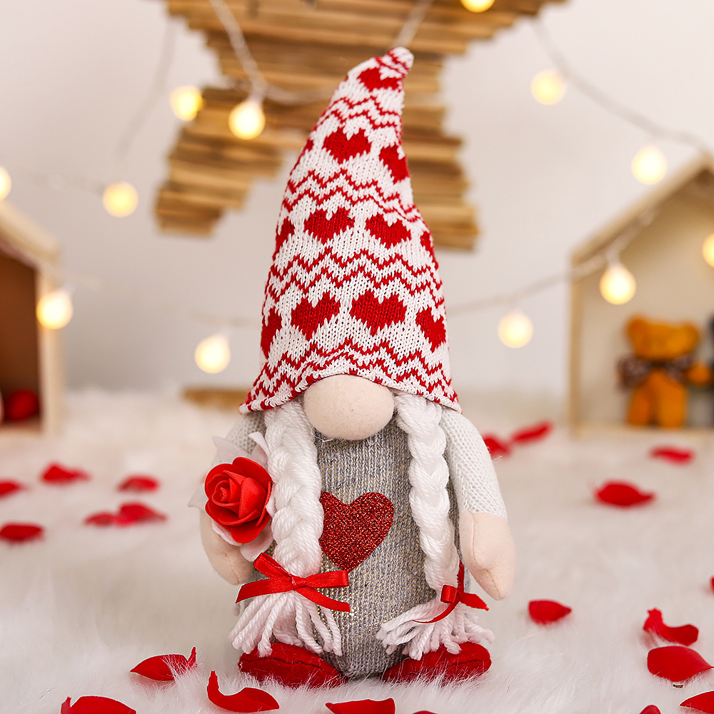 Cross-Border New Arrival Valentine's Day Decoration with Lights Glowing Cupid Love Heart Couple Doll Wedding Venue Layout Props