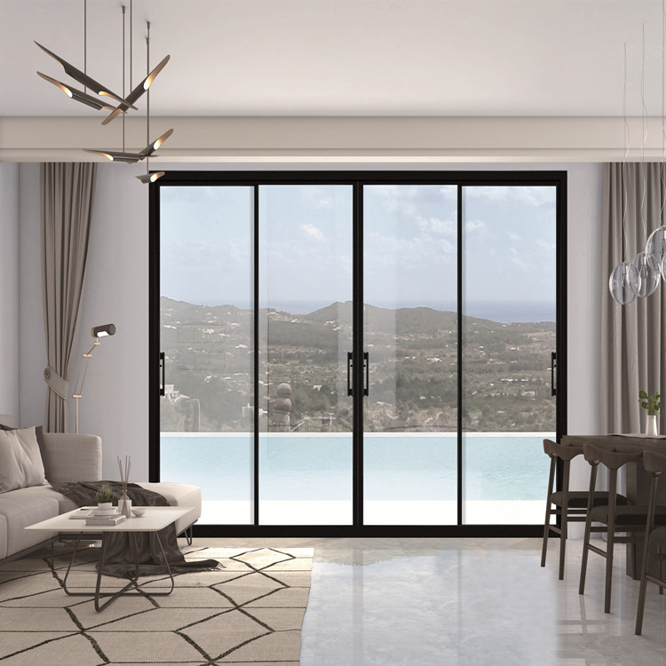 阿尔维厂家直供铝合金极简窄边推拉门厨房隔断轻奢窄边玻璃平移门