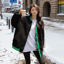 两面穿时尚设计感羊羔毛外套女2023冬季新款韩版宽松加厚夹棉上衣