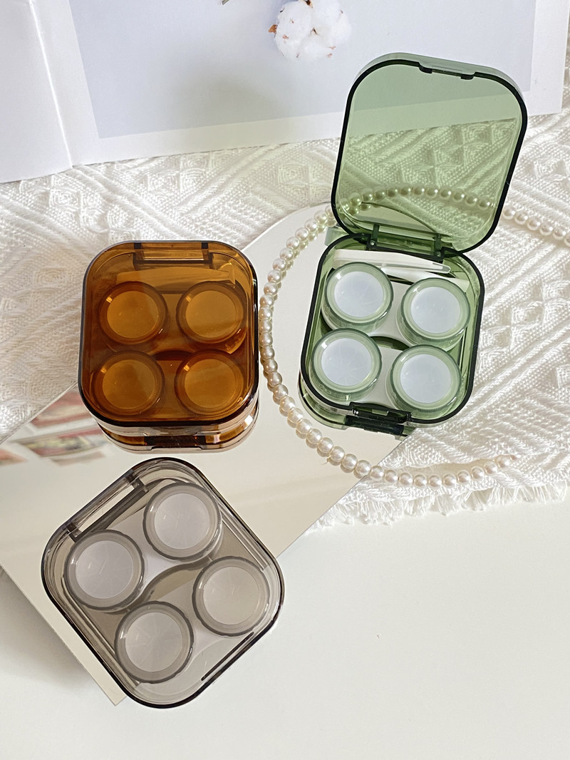 像鱼ins风透明隐形眼镜盒子/伴侣护理美瞳盒多付装/收纳盒/as721