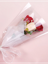 鲜花包装袋透明小束包花袋玫瑰花束包装纸多支英文套袋摆地摊