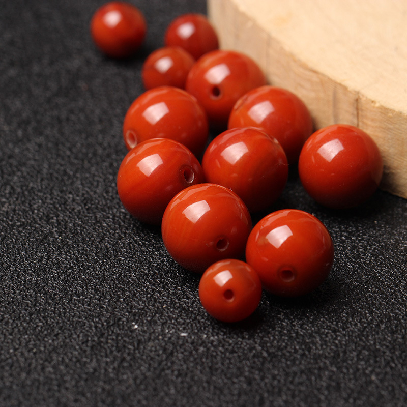 水晶手串散珠天然四川南红散珠火焰红柿子红玛瑙珠子diy手串手链