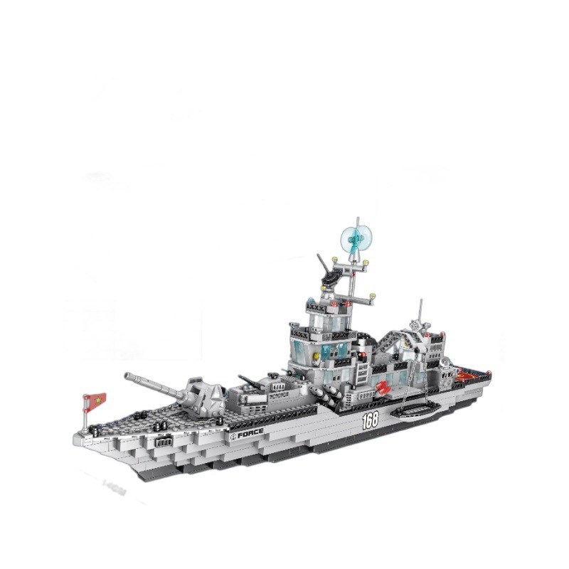 巡洋舰积木兼容乐高军事航母驱逐舰儿童小颗粒拼装启蒙玩具批发