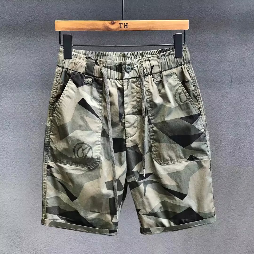 夏季薄款户外迷彩裤运动男款美式工装裤男士五分休闲拉链裤子男裤