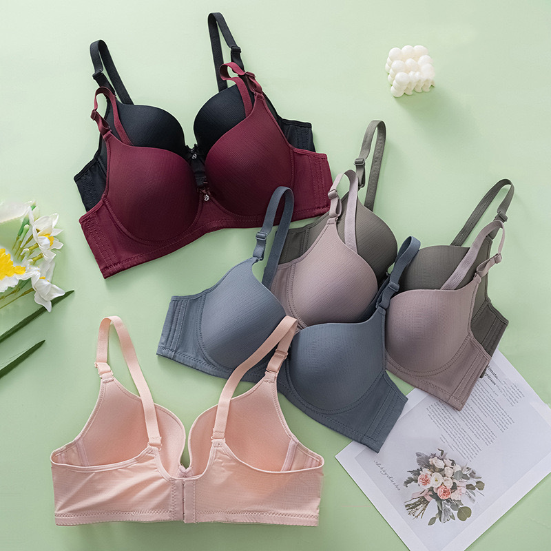 跨境外贸光面内衣聚拢上托舒适有型带钢圈收副乳调整型文胸8170