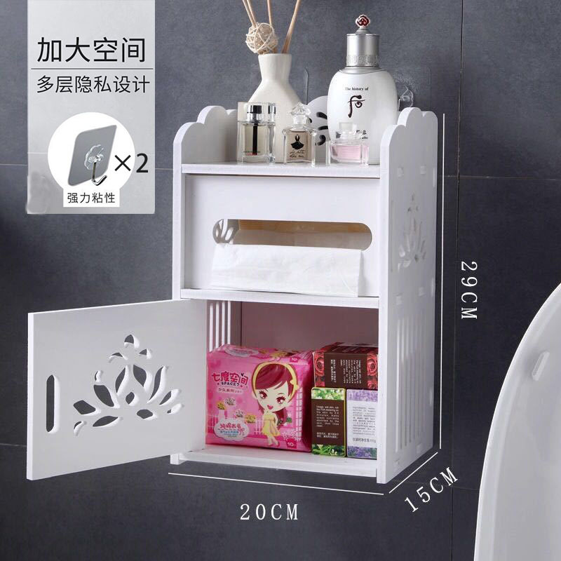 Toilet Tissue Box Wall-Mounted Storage Rack Waterproof Toilet Double-Layer Roll Paper Punch-Free Toilet Tissue Storage Box