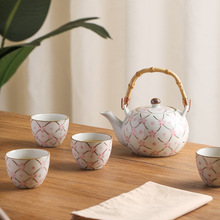 创意手绘提梁壶高温陶瓷茶壶茶杯大容量泡茶壶茶具套装礼盒装