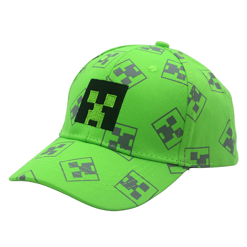 Cross-Border New Arrival Game My World Same Style Baseball Cap Boy Girl All-Match Flat Brim Cartoon Hip Hop Peaked Cap