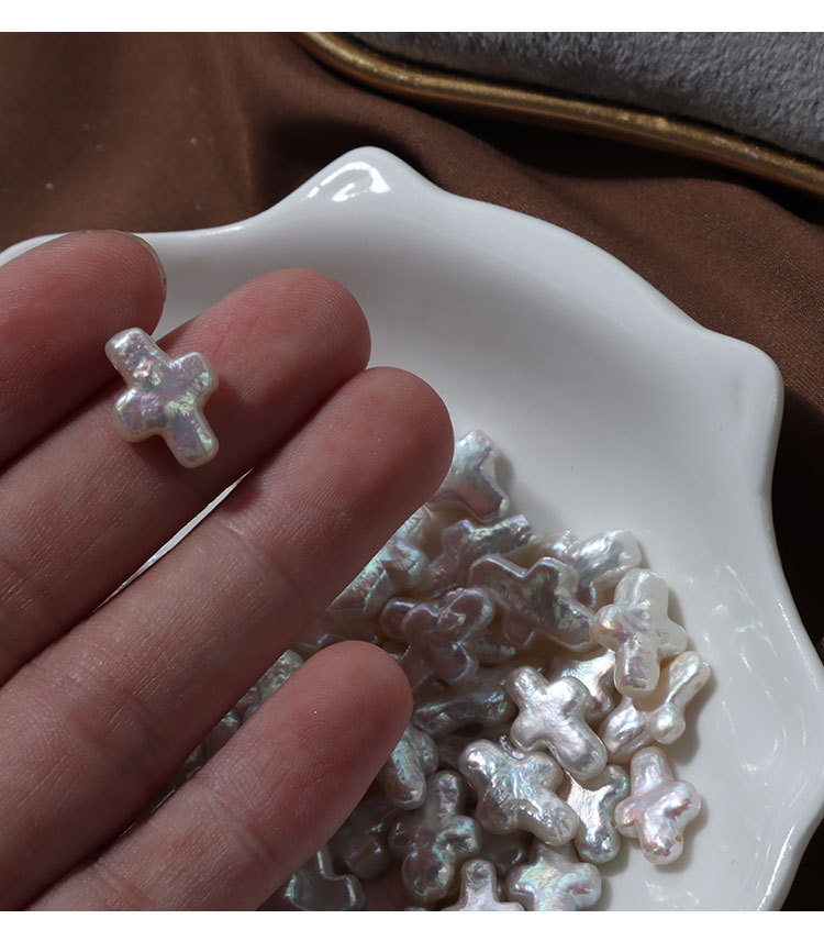 十字架散珠巴洛克天然淡水珍珠三七孔裸珠diy饰品材料配件现货