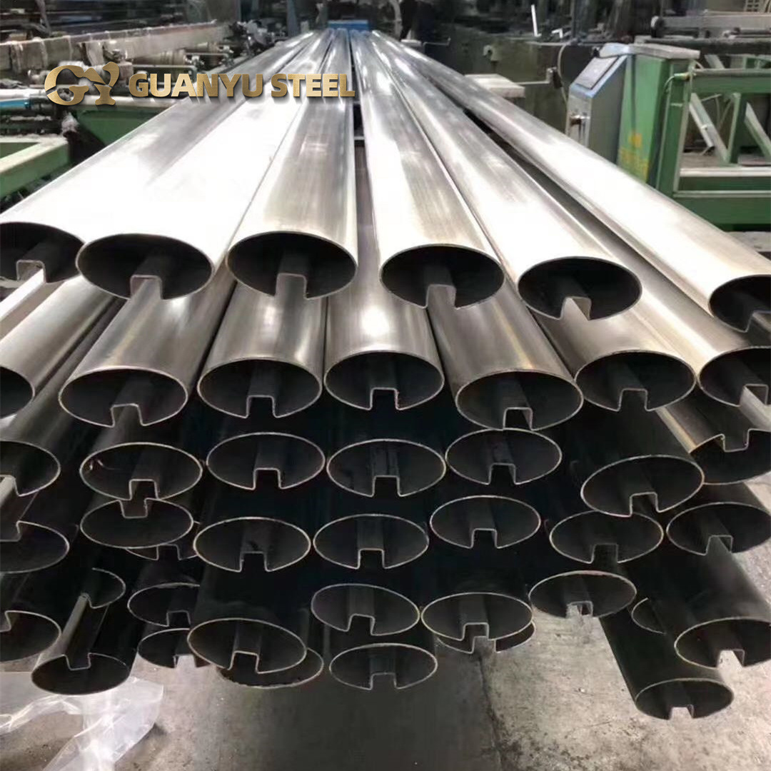 201不锈钢凹槽管 拉丝扶手椭圆槽管 焊接装饰不锈钢异型管