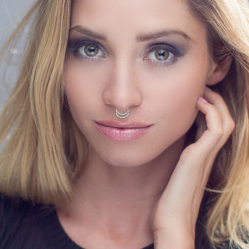 新款不锈钢316侧面双排镶钻无缝隙女士鼻环耳环多功能鼻圈闭合环