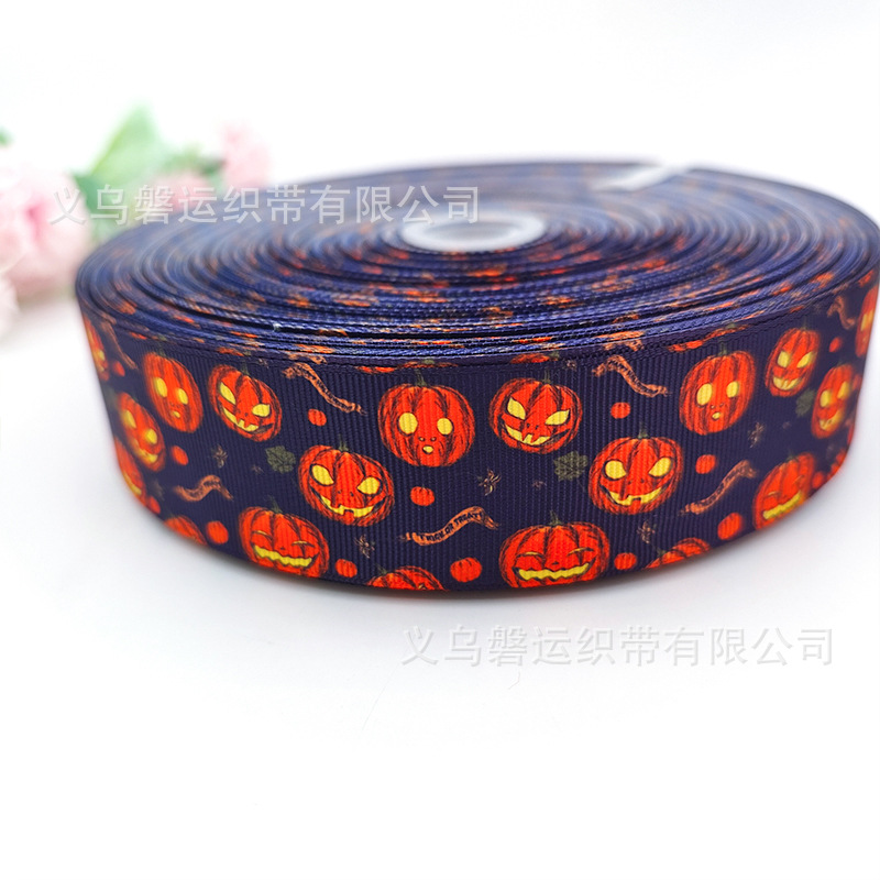 Wansheng Ribbon Halloween Party Scene Decorative Bowknot Headdress Material English Letters Solid Color Ribbon
