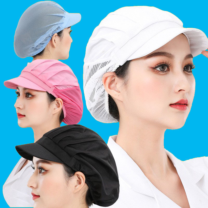 Workshop Mesh Cap Sanitary Chef Cap Work Cap Female Factory Dustproof and Breathable Kitchen Restaurant Adjustable Food Hat