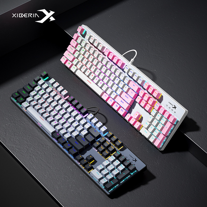 西伯利亚XK185机械键盘混光机械青轴金属面板拼色键帽全键无冲键