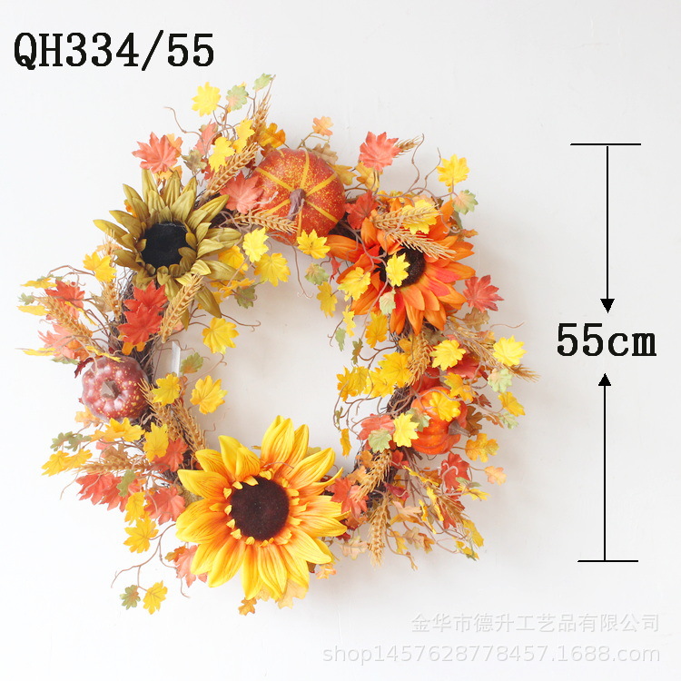 DSEN Cross-Border E-Commerce Amazon Autumn Color Thanksgiving Harvest Festival Pumpkin SUNFLOWER Maple Leaf Berry Vine Ring Garland